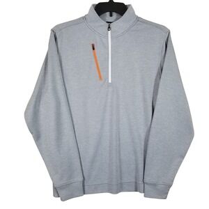 FootJoy Mens Gray Heather Quarter Zip Golf Pullover Orange Accent Size L